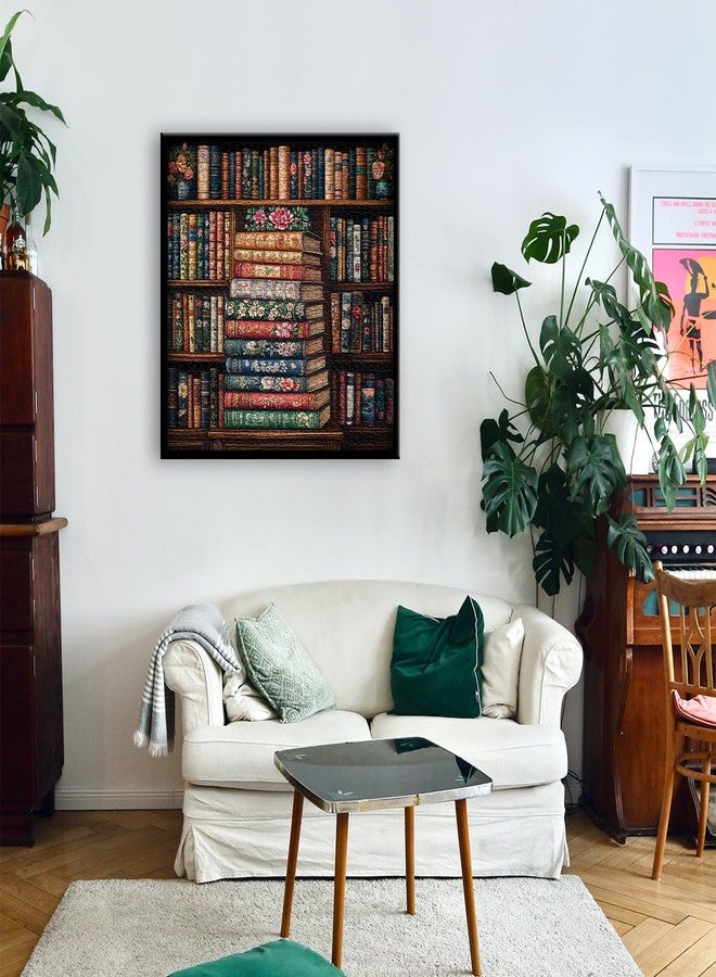 PICKFORU Vintage Book Puzzles for Adults 1000 Pieces, Bookshelf Wildflower Pages Jigsaw Puzzle, Retro Library Aesthetic Puzzle Floral, Challenging Hard Puzzles for Book Lovers - Image 3